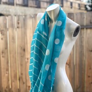 Turquoise and white circle scarf - lightweight